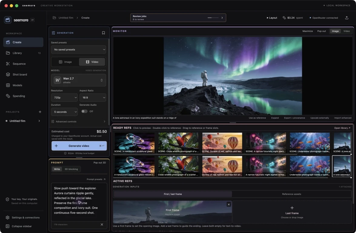 Ready videos above ready images, followed by active references and frame slots
